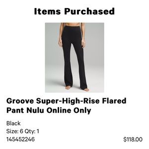 Lululemon Groove Super High Rise Flare Leggings size 6. Black
